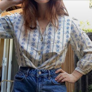 Vintage Ashley Hall Teacup Blouse - puffed sleeves